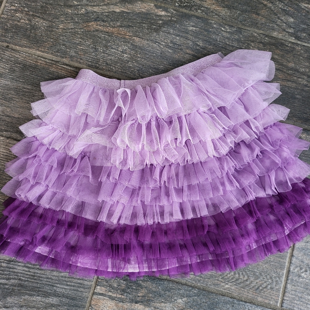 Tull ruffled skirt with sparkling waistband. Child size M no tag. Fully lined
